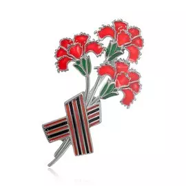 Серебряная брошь с эмалью "День победы"