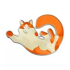 Серебряная брошь с эмалью "Рыжий кот"
