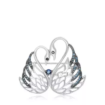 Серебряная брошь с фианитами