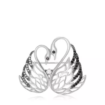 Серебряная брошь с фианитами