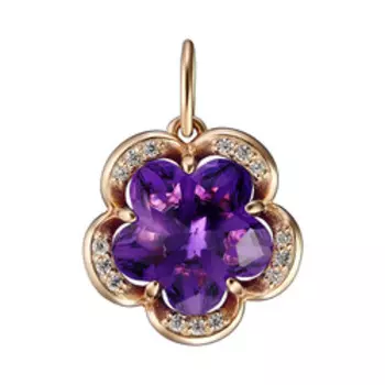 Серебряная подвеска c аметистом и фианитами