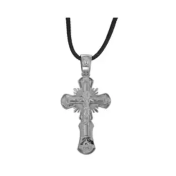 Серебряная подвеска-крест на шнурке