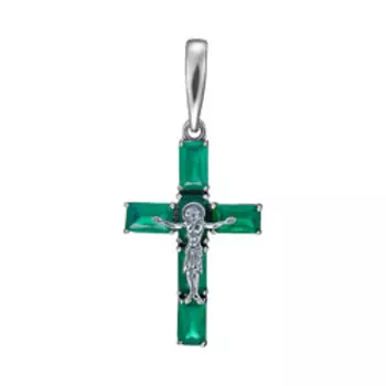 Серебряная подвеска-крест с агатами