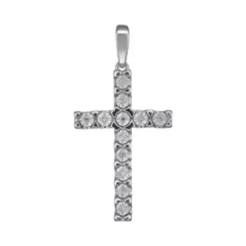 Серебряная подвеска-крест с бриллиантами
