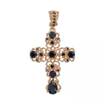 Серебряная подвеска-крест с черной шпинелью