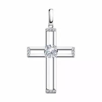 Серебряная подвеска-крест с фианитами