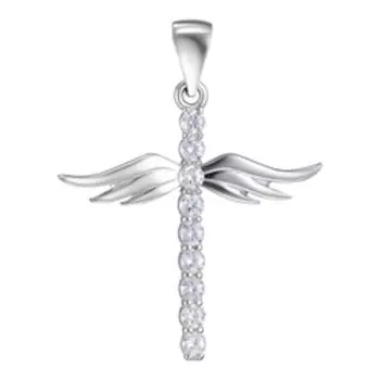 Серебряная подвеска-крест с фианитами