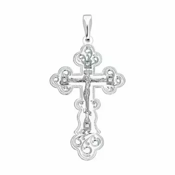 Серебряная подвеска-крест с фианитами