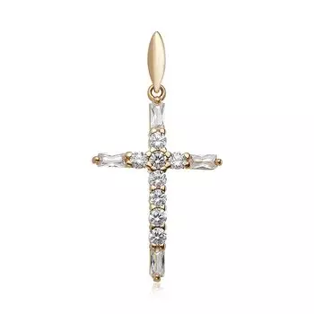 Серебряная подвеска-крест с фианитами