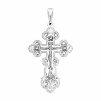 Серебряная подвеска-крест с фианитами