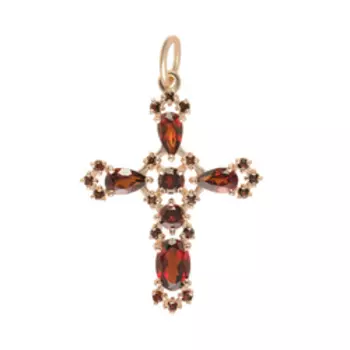 Серебряная подвеска-крест с гранатами