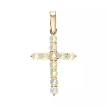 Серебряная подвеска-крест с натуральными опалами