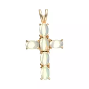 Серебряная подвеска-крест с натуральными опалами