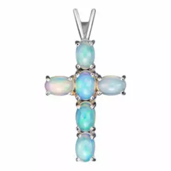 Серебряная подвеска-крест с натуральными опалами