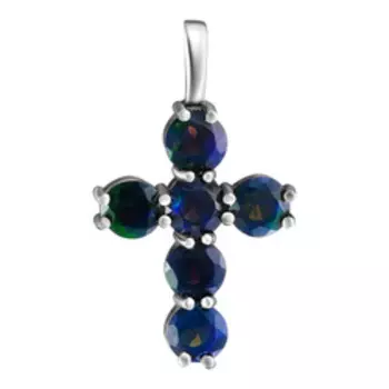 Серебряная подвеска-крест с опалами