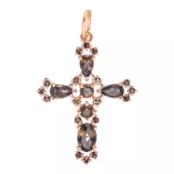 Серебряная подвеска-крест с раухтопазами