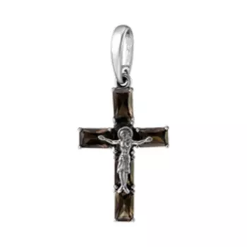 Серебряная подвеска-крест с раухтопазами