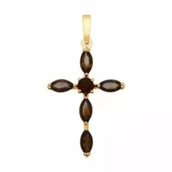 Серебряная подвеска-крест с раухтопазом