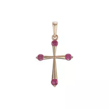Серебряная подвеска-крест с рубинами