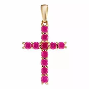 Серебряная подвеска-крест с рубинами