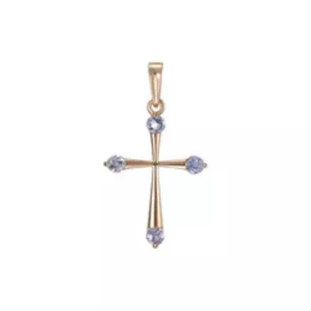 Серебряная подвеска-крест с танзанитами