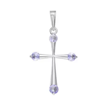 Серебряная подвеска-крест с танзанитами