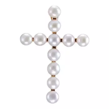 Серебряная подвеска-крест с жемчугом