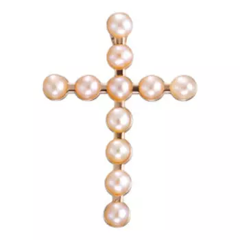 Серебряная подвеска-крест с жемчугом