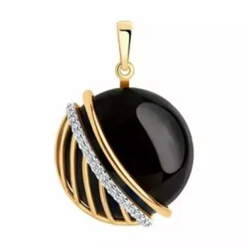 Серебряная подвеска с агатом и фианитами