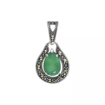 Серебряная подвеска с агатом и марказитами