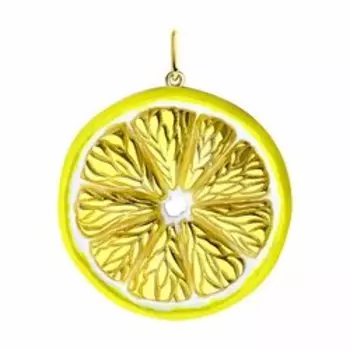 Серебряная подвеска с эмалью "Лимон"