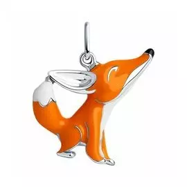 Серебряная подвеска с эмалью "Лисичка"