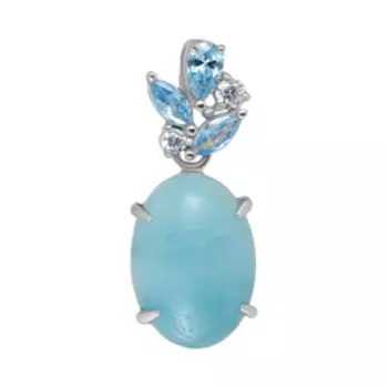 Серебряная подвеска с амазонитом и фианитами