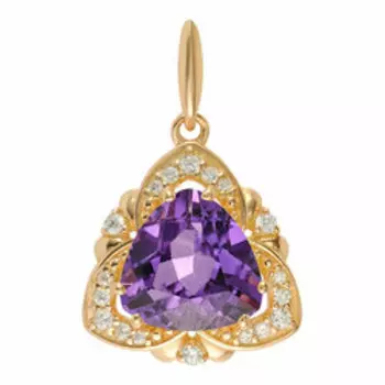 Серебряная подвеска с аметистом и фианитами