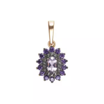 Серебряная подвеска с аметистом и фианитами