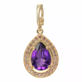 Серебряная подвеска с аметистом и фианитами