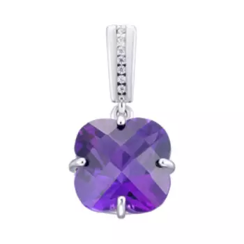 Серебряная подвеска с аметистом и фианитами