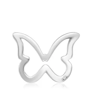 Серебряная подвеска с бриллиантом "Бабочка"