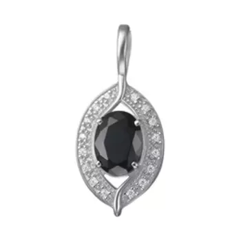Серебряная подвеска с черной шпинелью и фианитами