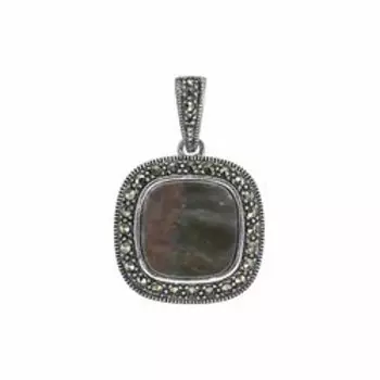 Серебряная подвеска с черным перламутром и марказитом