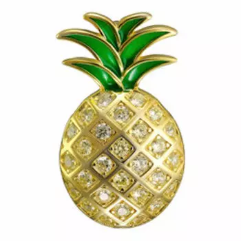 Серебряная подвеска с фианитами и эмалью "Ананас"