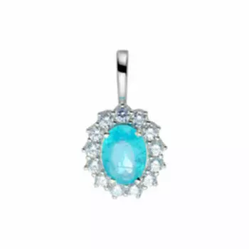 Серебряная подвеска с фианитами и кварцем Параиба