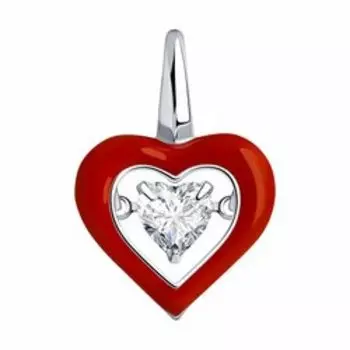 Серебряная подвеска с фианитом Swarowski и эмалью