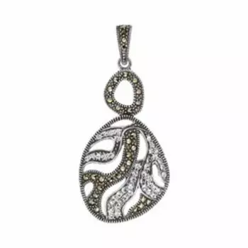 Серебряная подвеска с горным хрусталем и марказитом