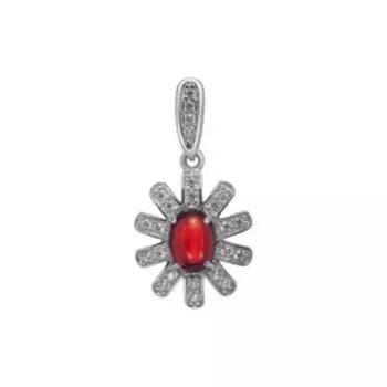 Серебряная подвеска с гранатом и фианитами