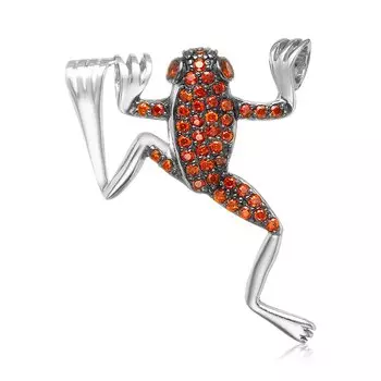 Серебряная подвеска с гранатом "Лягушка"