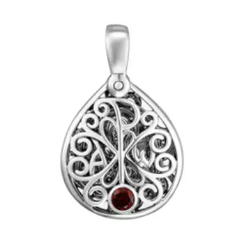 Серебряная подвеска с гранатом "Св. Евгения"