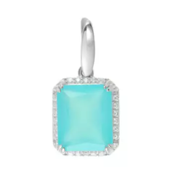 Серебряная подвеска с халцедоном и фианитами