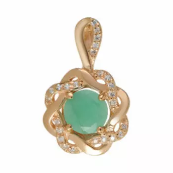 Серебряная подвеска с изумрудом и фианитами "Цветок"