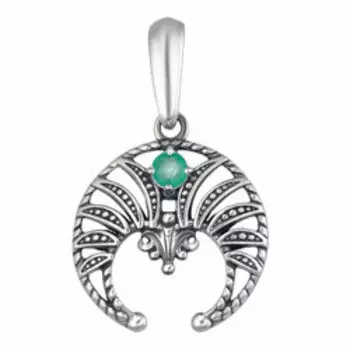 Серебряная подвеска с изумрудом "Лунница"